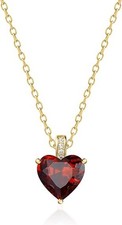 Genuine Birthstone Necklace for Women, Heart Love Necklace, January Birthstone