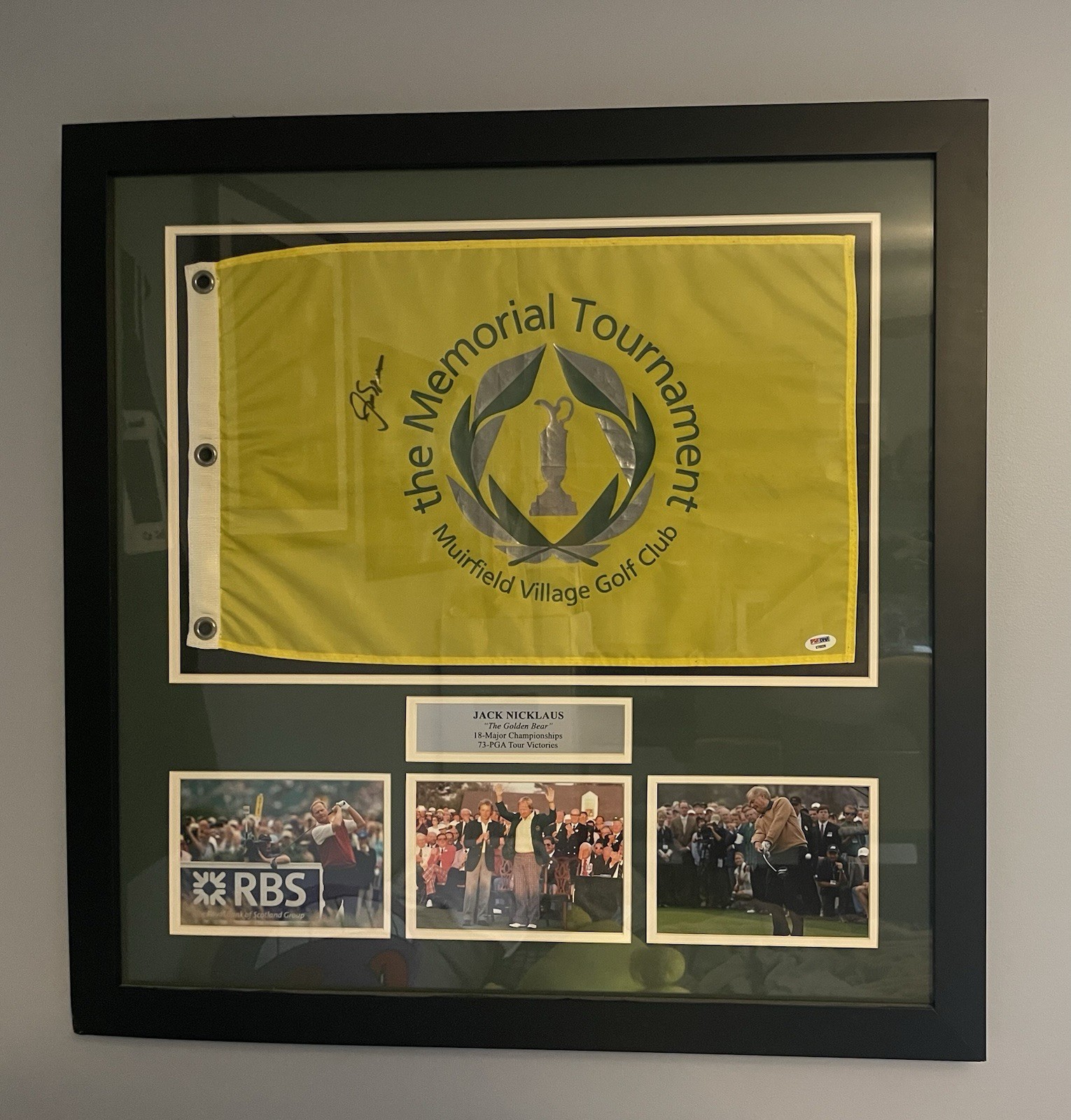 Signed Jack Nicklaus Golf Flag Framed Autographed PSA/DNA Certified