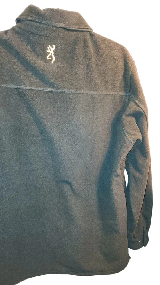 Browning Mens Medium Black Fleece Button-Up Shirt Jacket Embroidered Logo - Image 2 of 4
