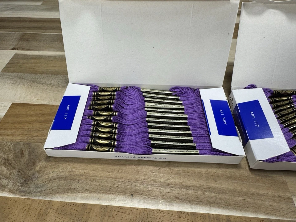 ✅ 2 Boxes ✅NEW ✅DMC 25 EMBROIDERY FLOSS ✅MOULINE ✅FRANCE ✅100% COTTON ✅#208 - Image 3 of 4