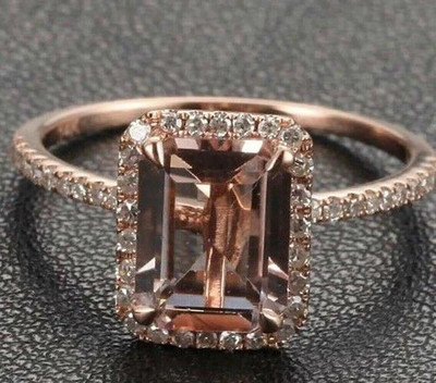 2Ct Emerald Lab Created Diamond Engagement Beautiful Ring 14k Rose Gold Plated