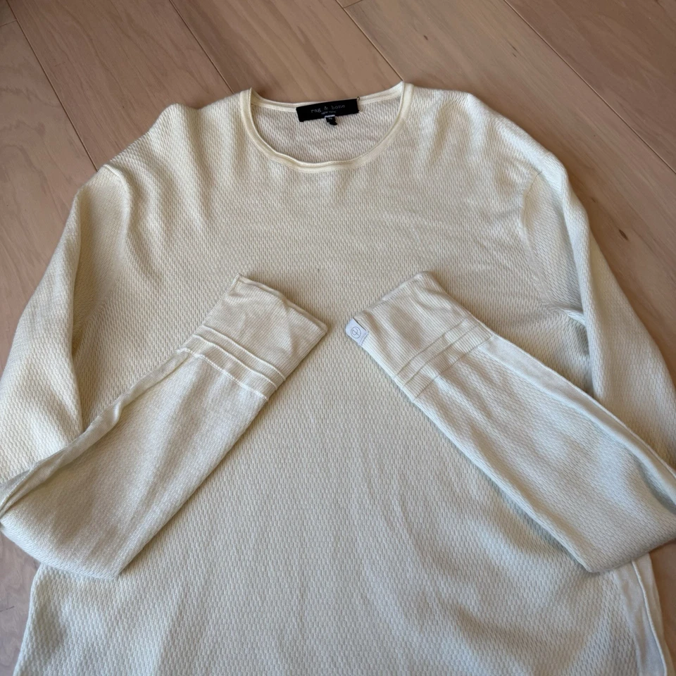 Camisa térmica Rag & Bone XL capa base de lana crema ropa de calle Nueva York Foto 4 de 4