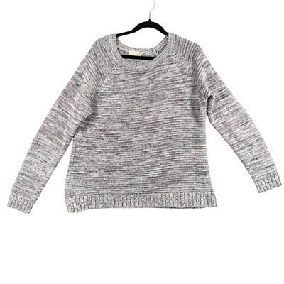 Cozy Speckled Knit Sweater Womens XL Gray Pullover Crew Neck Winter Cottagecore