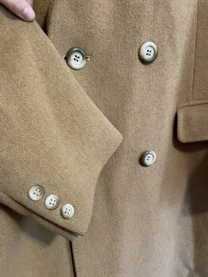 VNT Pendleton ~44R 100% Wool Trench OverCoat Camel Tan USA See Measurements - Image 4 of 4