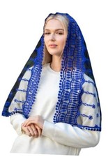 Catholic Mantilla Mass Infinity Veil - Church Lace Spanish Chapel Head Blue