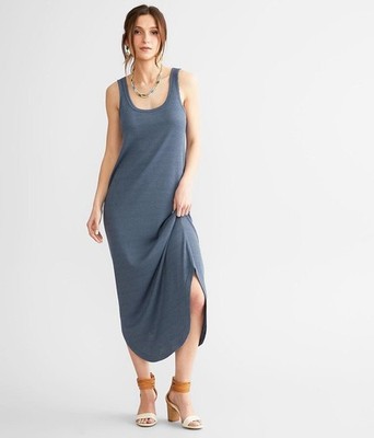 Z Supply Ribbed Tank Midi Dress Blue Gray Sleeveless Stretch Womens Small