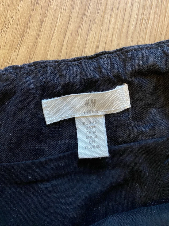 H&M Women’s Black Linen Skirt Size 18 EUR 46 New Without Tags - Image 2 of 4