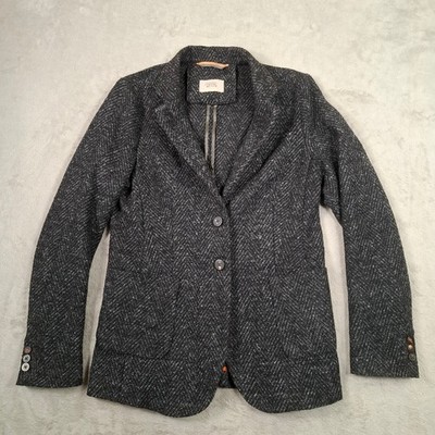 Camel Active Tweed Jacket Womens UK 14 Grey Wool Smart Casual Tailored Blazer