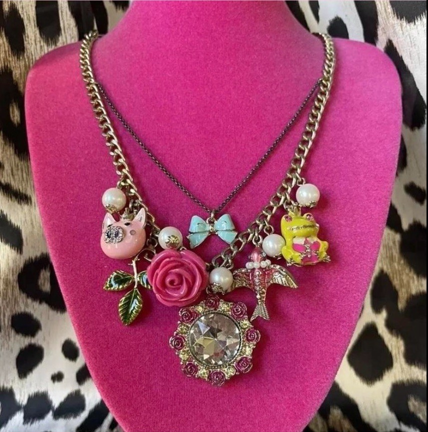 Betsey Johnson Multicolor Charm Statement Necklac… - image 1