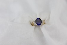 Gold over Sterling Silver Lab Created Blue Sapphire  cz RING Vermeil sz 6