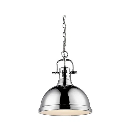 Golden Lighting 3602-L CH-RD Duncan 1 Light Mini Pendant, Chrome w Chain, 14"W - Picture 2 of 5