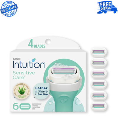Schick Intuition Sensitive Care 4-Blade Women's Razor Cartridge Refills, 6 Count
