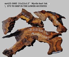 Myrtle Burl Slab Live Edge River Table DIY Mrt25-3085