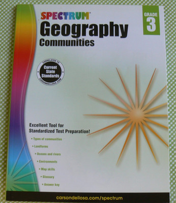 Carson Dellosa Spectrum GEOGRAPHY Gr.3 workbook, w/Answer Key NEW '15 Full-color