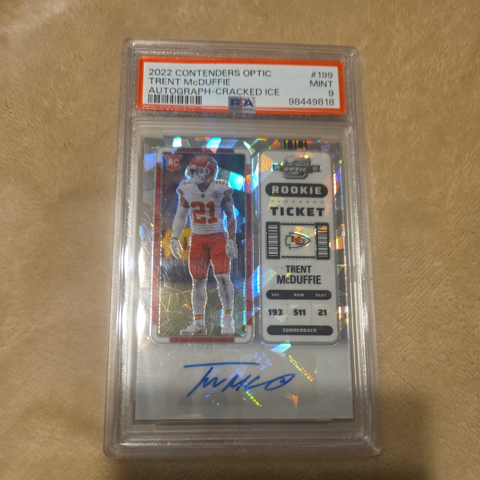 Trent McDuffie Panini Contenders Optic #199 Autograph-Cracked Ice