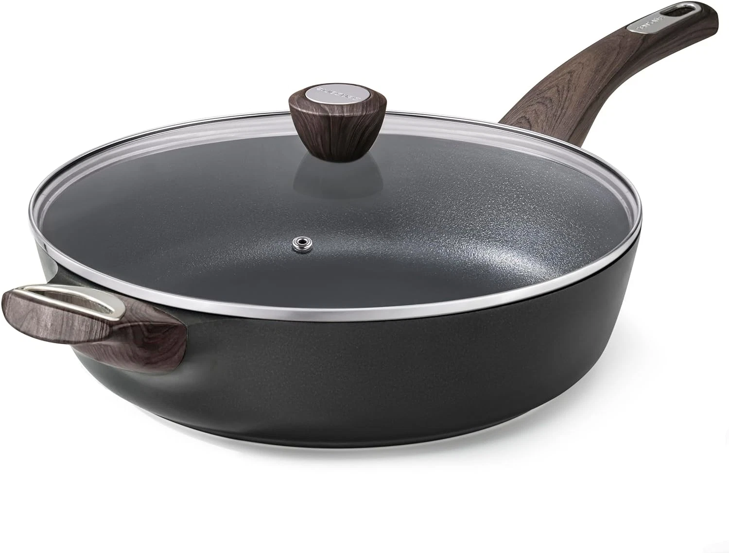 SENSARTE Nonstick Frying Pan Skillet with Lid, 12 Inch Large Deep Frying Pan, 5
