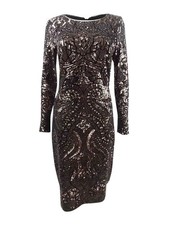 Betsy & Adam Women's Sequined Velvet Dress (2, Black/Bronze)
