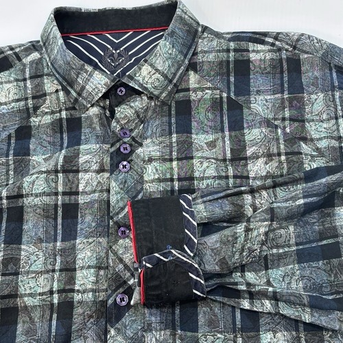 Original Au Noir Shirt Mens Sz 6 / XL Button Up Casual All Over Print Paisley - Picture 1 of 10