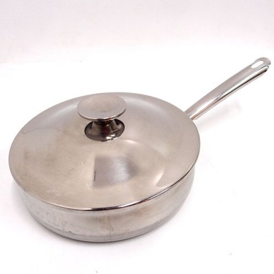 Pfanne Kuhn Rikon Bratpfanne Edelstahl silber mit Deckel Inox 25cm Sandwichboden