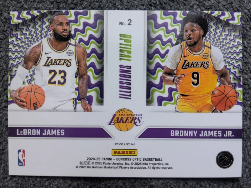 2024-25 PANINI DONRUSS OPTIC LEBRON JAMES/BRONNY JAMES OPTICAL ILUSIONS SILVER - Image 2 of 2