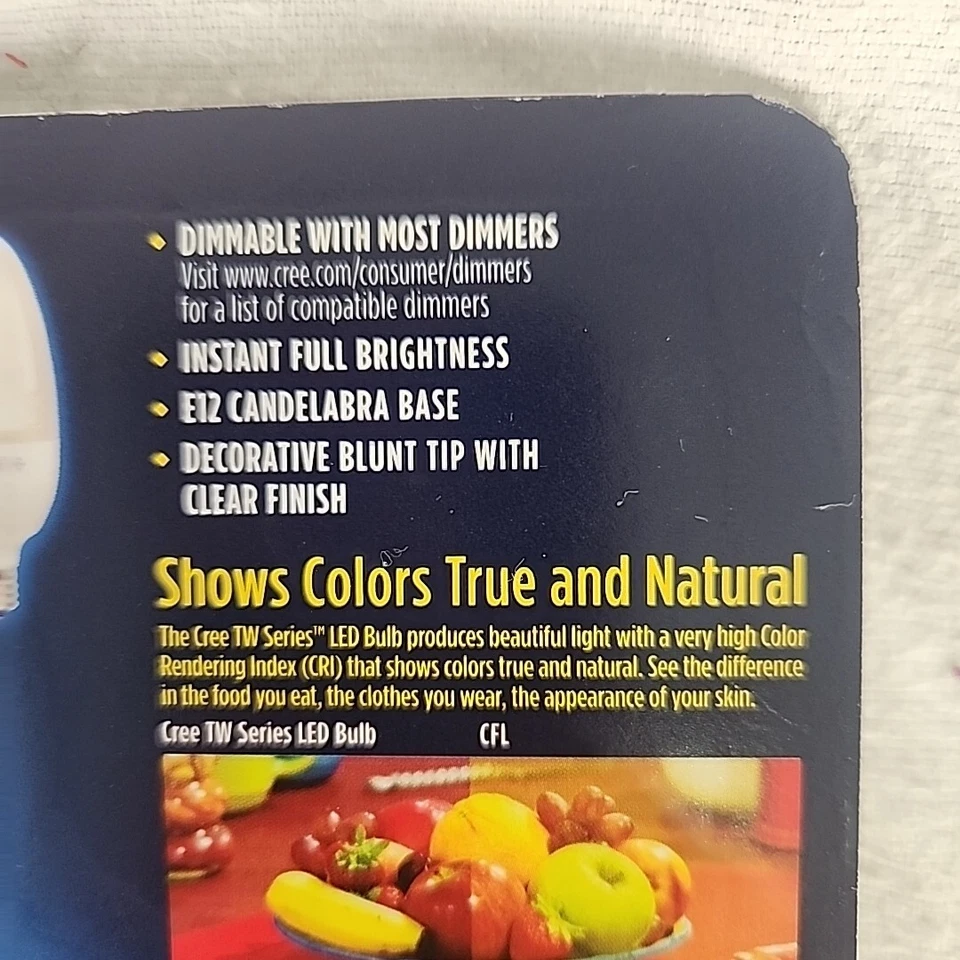 Candelabra Bulbs 3 Pack E12 LED 40W Dimmable 120V True Color Chandelier - Image 3 of 4