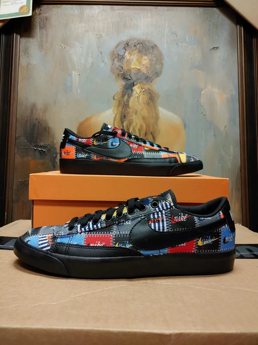 Nike Blazer Low Prm Size 9.5 12 13 Black Multi Color White CI9888
