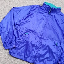 Vintage 90s LL Bean Jacket Mens Large Blue Windbreaker Hooded Full Zip Gorpcore