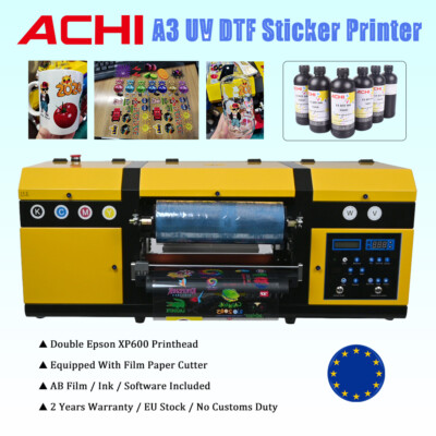 A3 UV DTF Printer Double XP600 Varnish Transfer Sticker Printing Machine& Cutter