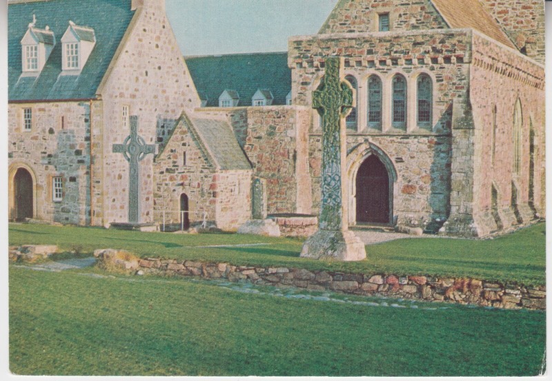 Iona Abbey West Range St Johns Cross St Columba's Shrine. Scotland. Vintage