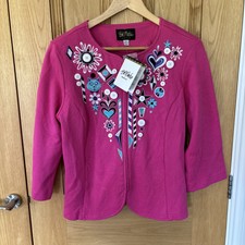 Bob Mackie Wearable Art Pink Jacket Size Medium M Embroidered Zip Up New Tags
