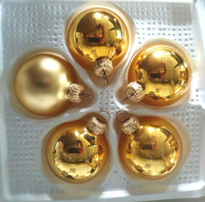 5 Stck Glaskugel gold glänzend matt Christbaum Weihnachtsbaum Advent Baumschmuck
