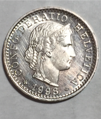 International Coin Folder 中国古銭 1998 SWITZERLAND SWISS CONFOEDERATIO HELVETIA 20 RAPPEN - CENTS