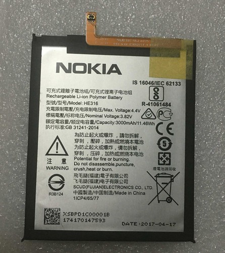 HE316 100% New Original 3000mAh Battery Batteria for Nokia 6 N6 TA-1000 TA-1003