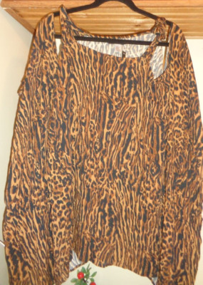 TAHARI  BROWN LEOPARD PRINT  4 WAYS WERE OVERSIZED TOP  NWT OS