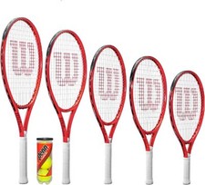 Image of Wilson Federer 25 " Junior Red Tennis Racket + 3 Tennis Balls & Cover