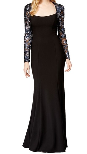 JS COLLECTIONS ~ Black Jersey Sequin Illusion Long Sleeve Formal Gown 6 NEW $279 | eBay JS COLLECTIONS ~ Black Jersey Sequin Illusion Long Sleeve Formal Gown 6 NEW $279 | eBay