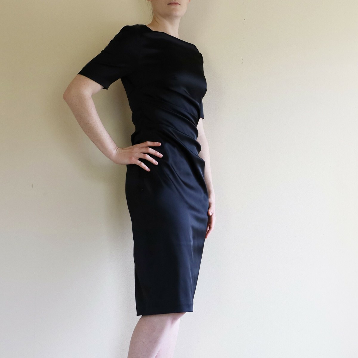 Talbot Runhof Black Ruched Cocktail Dress