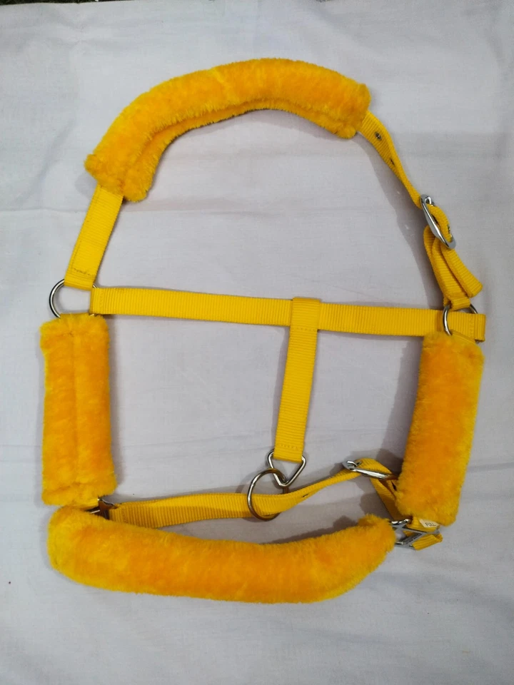 Nuevo Halter de Caballo Ajustable Color Amarillo Sintético con Piel Foto 2 de 4