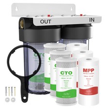 2-Stage Sediment Carbon PP CTO 10"x4.5" Big Blue Whole House Water Filter System