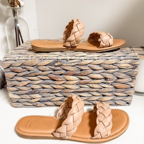 A New Day Lucy geflochtene hellbraune mauvefarbene Riemchen-Flats Größe 7,5 - Bild 2 von 6