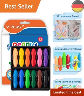YPLUS Erdnuss Wachsmalstifte für Kleinkinder, 12 Farben, Ungiftige, Leicht zu...