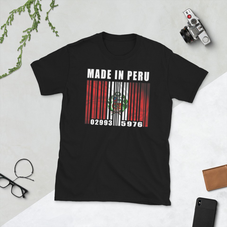 MADE IN PERU BAR CODES FUN PERUVIAN PRIDE GRAPHIC Short-Sleeve Unisex T ...