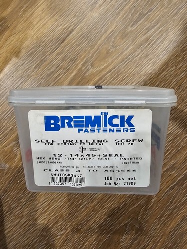 Bremick 12-14 X 45mm SELF DRILLING METAL HEX SCREWS with SEAL - SANDBANK 100 pcs - Picture 2 of 7