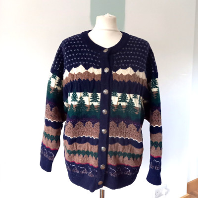 90er Grobstrick Winter Strickjacke Northern Reflections Canada M 12 14 Vintage warm kuschelig