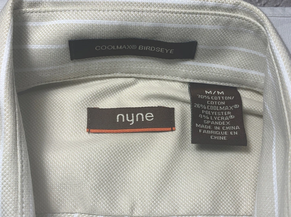 Camisa de vestir nyne talla M Coolmax beige a rayas nueva con etiquetas Foto 2 de 4