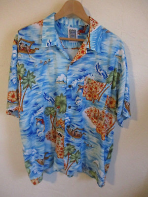 Vintage Ocean Currents Aloha Shirt Size XL Rayon
