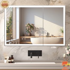 Anti-Fog Bathroom Mirror Cabinet with LED Lights and 5 Shelves Touch Control