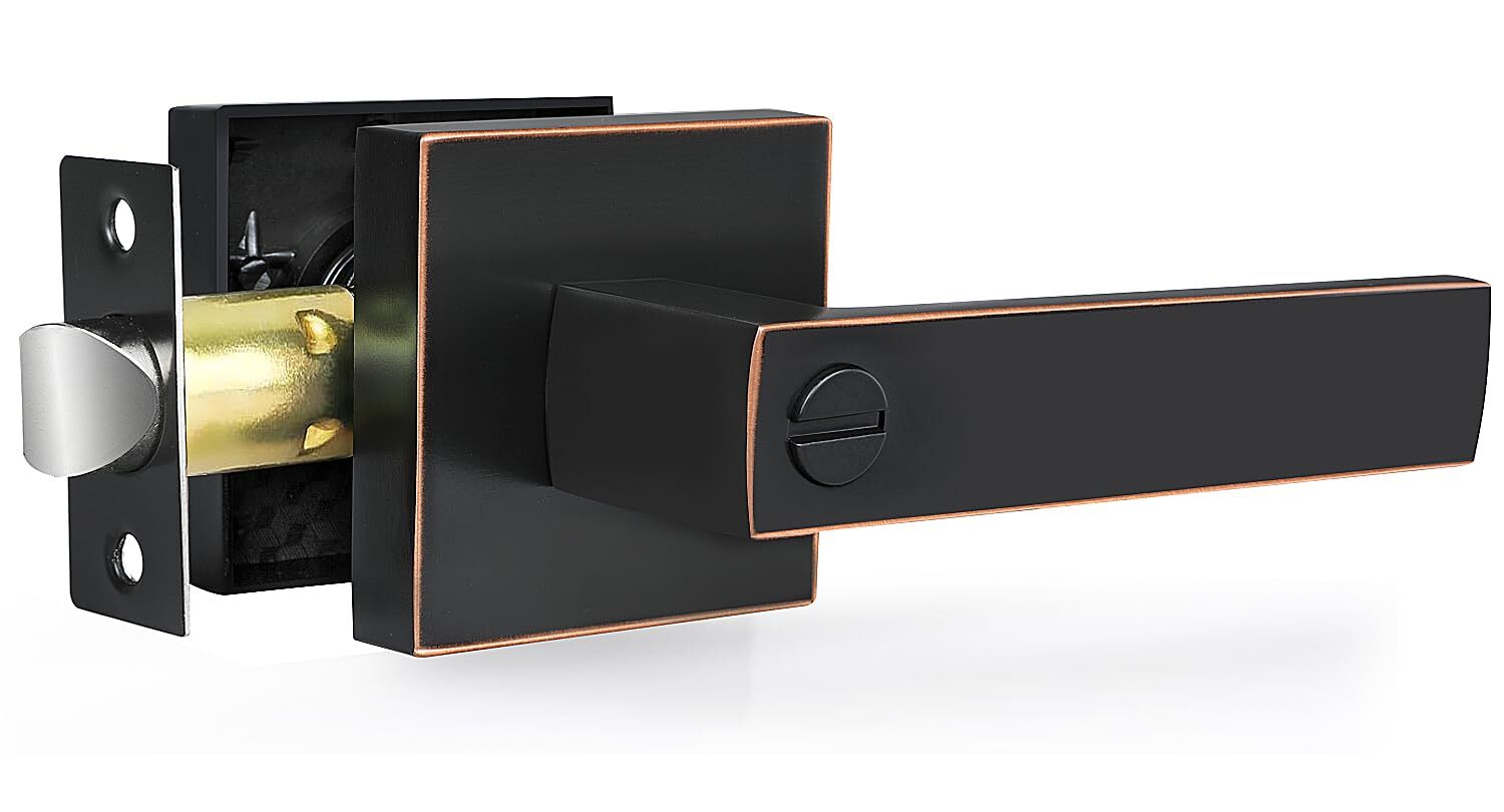 Privacy Door Levers 1 Pack Oil Rubbed Bronze Door Handles Interior Heavy Duty...-image