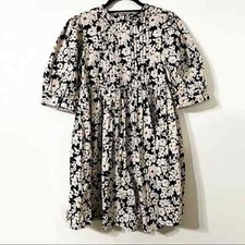 ASOS 4 Boho Floral Print Boat Neck Half Sleeve Babydoll Dress Black Trendy