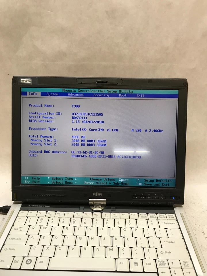 Fujitsu LifeBook T900 13.3" Laptop Intel i5-520M 2.4GHz 4GB RAM NO HDD/OS - -DW - Image 2 of 4
